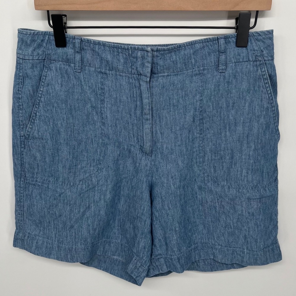 Talbots Shorts Women 6 Blue Linen Cotton Blend Casual Summer‎ Beach Coastal